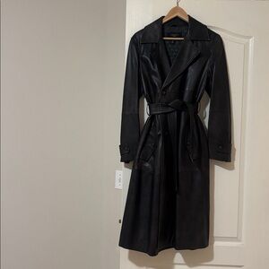 Weekend MaxMara Dark Leather Trench Coat